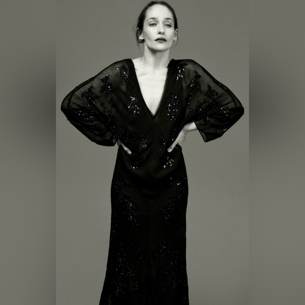 Zara Black Sequin Midi Dress